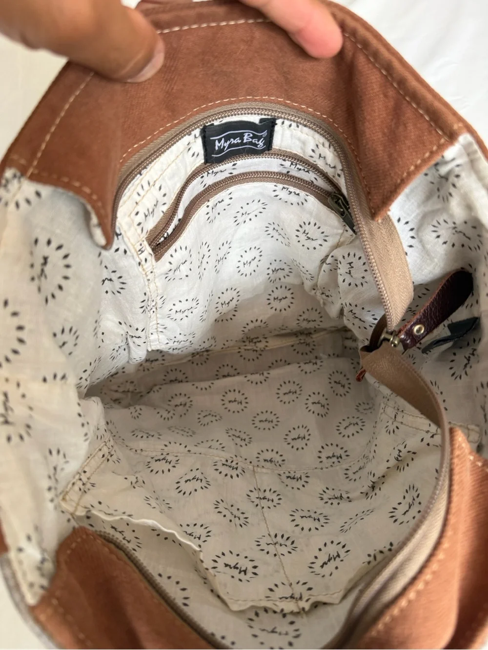 Myra Bag Brown, Cream & Turquoise Tooled Cowhide Crossbody